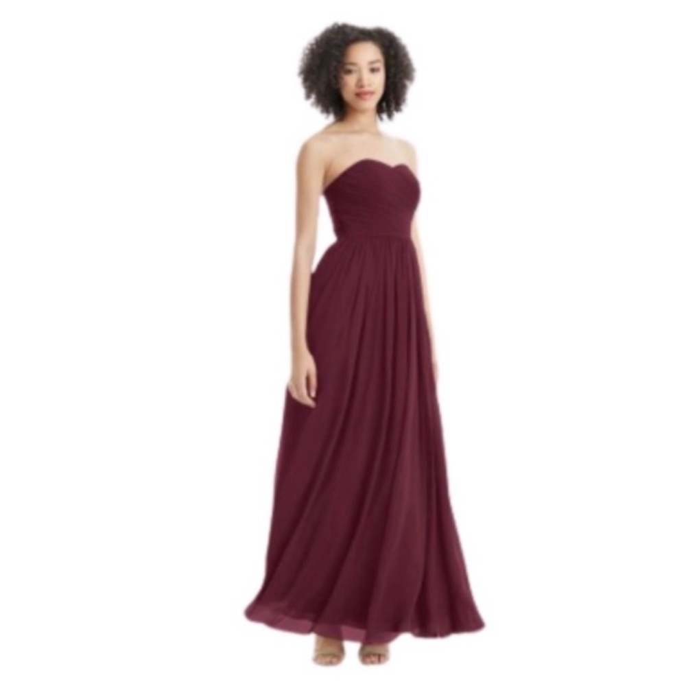 Bill Levkoff Maroon Strapless Chiffon Ball Gown Cocktail Dress